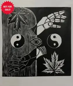 Harmony in Duality - Linocut Painting