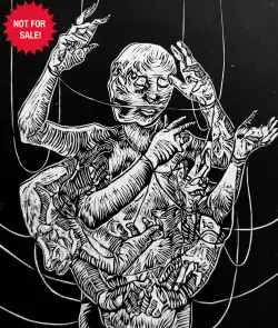 Mangled- Linocut Art piece by Arushi Jhunjhunwala