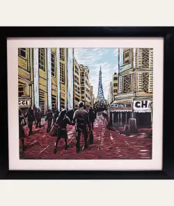 Avenue of Icons- A linocut painting