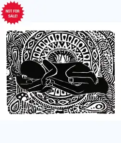 Veiled Truth- A linocut painting by Noor Singh